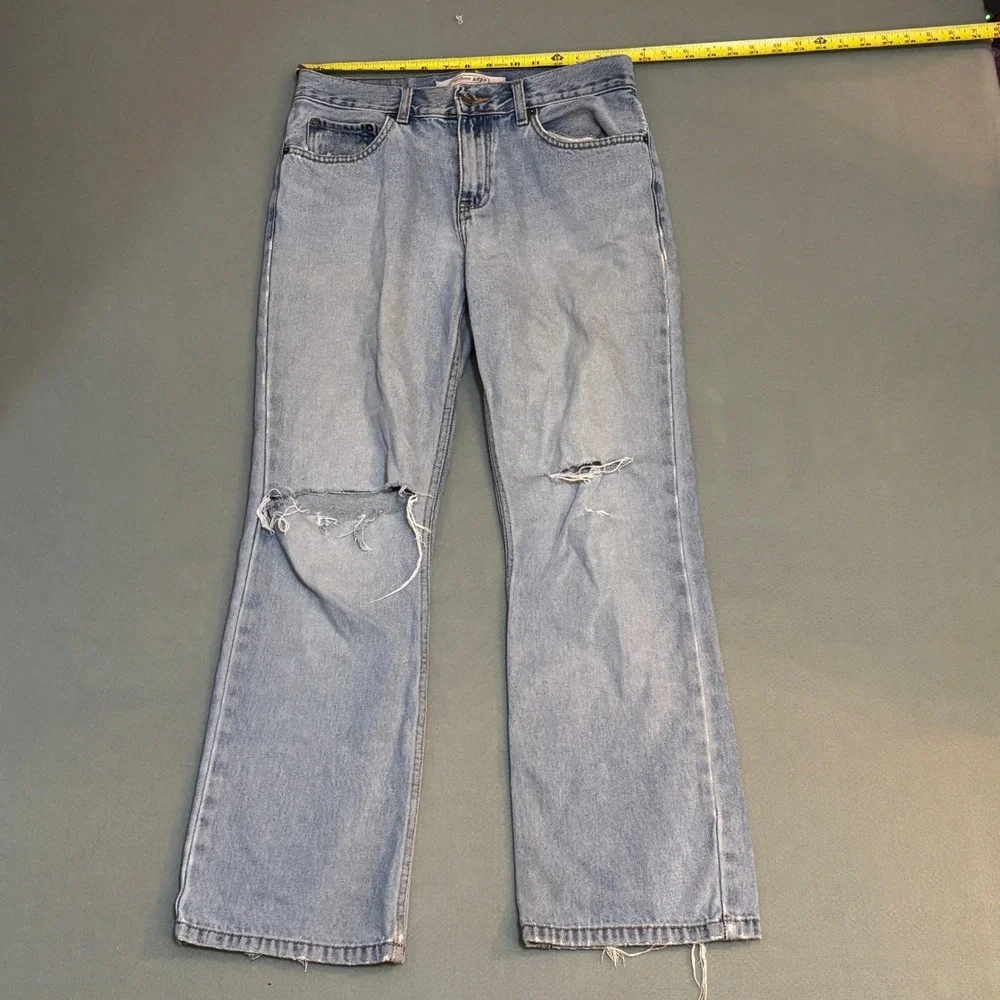 Urban Up Pipeline Mens Distressed Relaxed‎ Straight Leg Jeans Light Wash 29x30